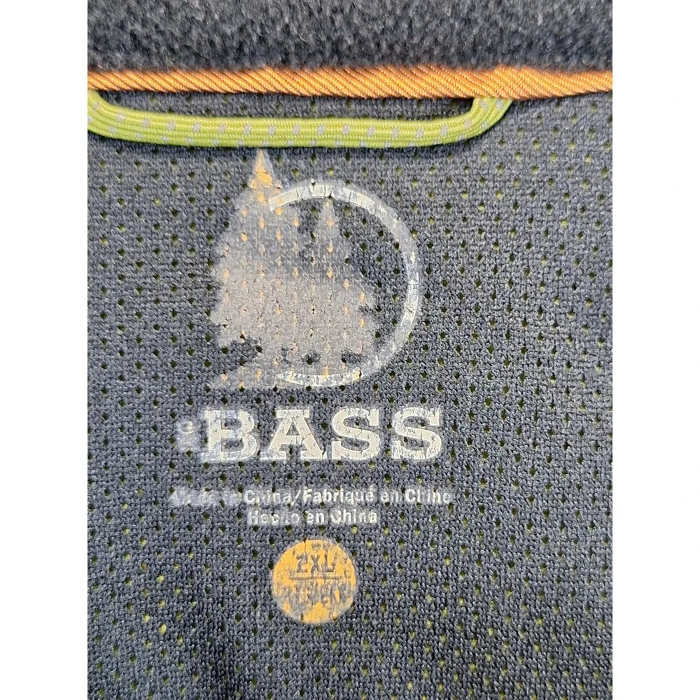 GH Bass Mens 2XL Fleece Jacket Full‎ Zip Lime Green Mock Neck Outdoor Casual